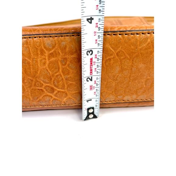 Milly NY Soft Brown Croco Pattern Leather Shoulder Bag Chain Strap Unique Clasp - Picture 15 of 16